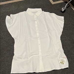 White Button-Down Swim Coverup